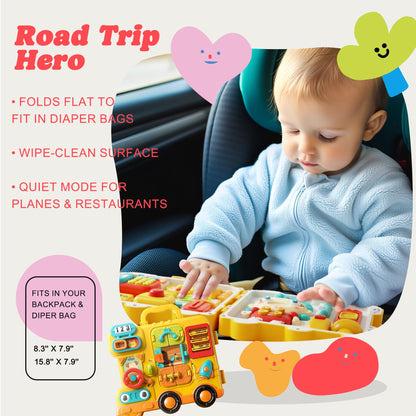 ROHSCE Busy Board for Toddlers 1-3, Montessori Travel Activity Toys with Music, Portable Toddler Activity Board to Develop Fine Motor Skills, Educational Toys for 1 Year Old Boys Girls