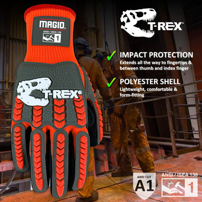 MAGID T-REX Flex Series Sandy Nitrile Coated Knit Impact Gloves, 1 Pair, 10/XL, TRX400