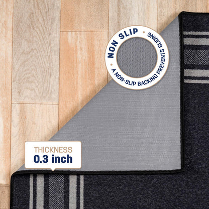 Luul Home Modern Bordered Non Slip Indoor Rugs for Living Room 3x5 Area Rugs for Kitchen, Rug for Bedroom, and Hallway, Stain Resistant Easy Cleaning Non Shedding Black 3 x 5