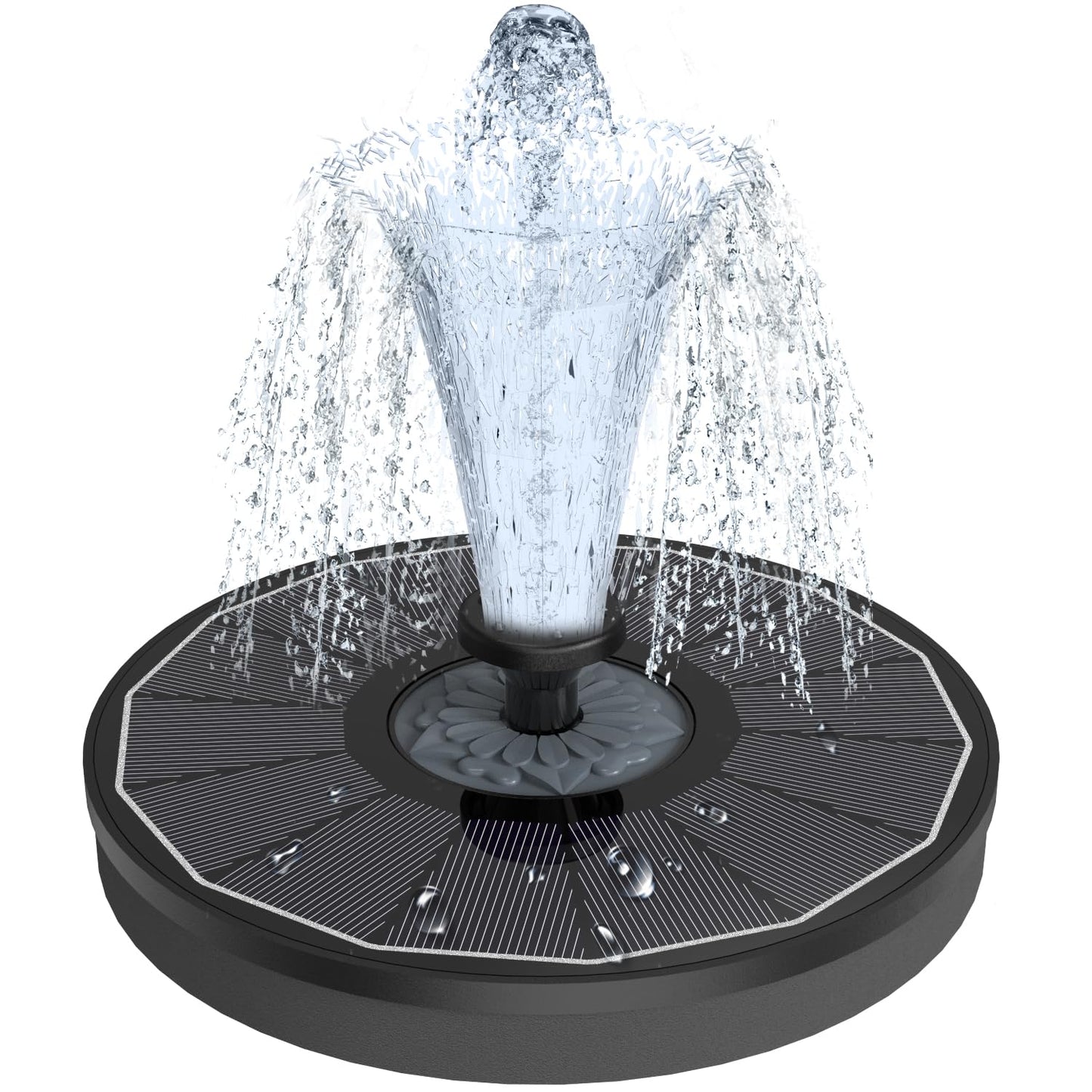Yzert Solar Fountain for Bird Bath Direct Sunlight High Efficiency 3.5W Glass Panel Solar Water Fountain Outdoor Garden Flower (Black)