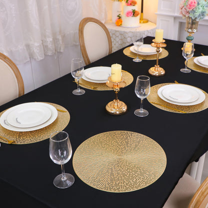 Round Placemats Gold Metallic Set of 6 Vinyl Hollow Placemats 15 Inch, Washable Easy Clean Wipeable Non Slip Stain Heat Resistant Dining Table Place Mats for Wedding Party Decoration by Snowkingdom