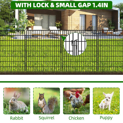 15 Panels Garden Fencing Animal Barrier with Lock, 33 in(H) X 36 ft(L) Dog Fence Outdoor for Yard Rustproof No Dig Decorative Tall Garden Fences Metal Wire Panel Border Rabbit Ground Stakes Fencing