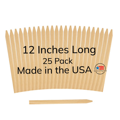 25 Pack 12" Wood Stakes for Garden Marking Survey Grading Paint Stirring Stick Model Building Shim Landscaping Plant Support and Crafts 12 Inch Made in THE USA by LABELSPLASH