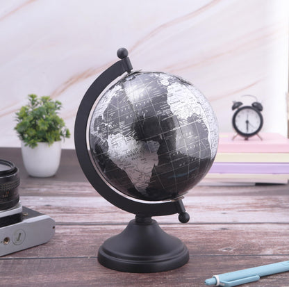 Rely+ 5" World Globe With Sturdy Metal Stand (NOT PLASTIC!) - Desktop Globes For Home Desk Table Office Decor - Book Shelf Decor Globe - 5 Inch - Metallic Black