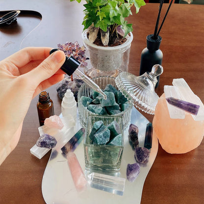 QINJIEJIE Amazonite Crystals Raw Stone Gemstones Healing Crystal Bulk Large 1" Rocks for Tumbling Cabbing Fountain Home Decoration Polishing Wicca Reiki Rough Stones