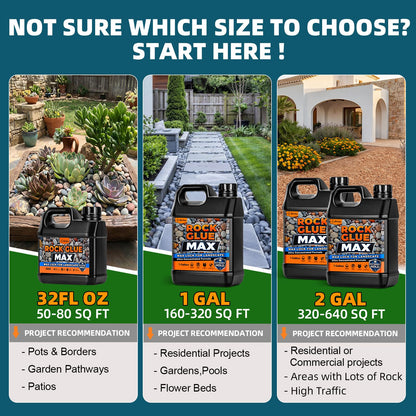 JDicton Rock Glue for Landscaping 1 Gallon - Concentrated Mulch Binder for Landscaping for Pea Gravel, Pebble & Stone, Landscape Glue for Patio & Driveway, 100% Permeable, Pet Safe, Last 2 Years