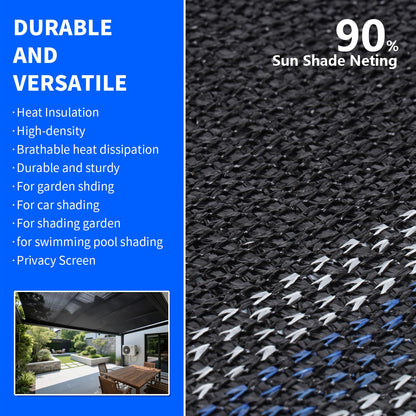 90% Shade Cloth,9.8x19.7ft Tear Resistant Sun Shade Net with Reinforced Grommet,Durable Garden Shade Tarp Cover for Greenhouse,Plant Cover, Chicken Coop,Patio and Pergola,Black