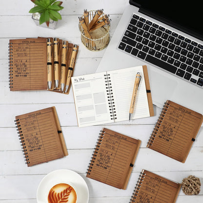 Resurhang 10 Sets Book Club Gifts Journal A6 Library Due Date Spiral Notebooks Planners with Bamboo Pens to Do List Reading Journals Gifts for Women Teacher Reader Student Librarian