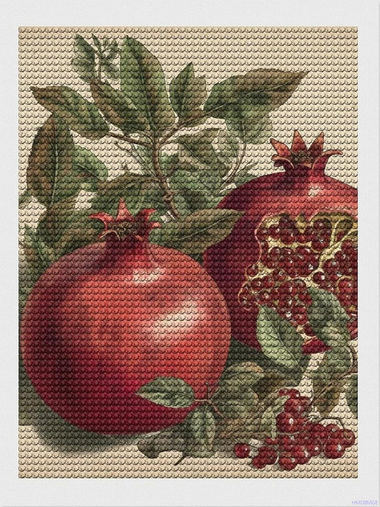 HMDIIMGE Berries of Pomegranate Diamond Painting Kit, DIY Canvas Art Decor with Drill Pen, Tray and Wax, Waterproof Sparkling Wall Craft for Home Decor, Birthdays, Christmas 12x16 Inch