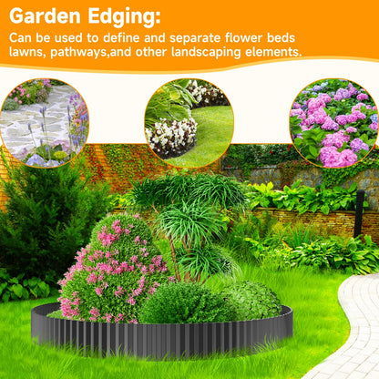 MTART Corrugated Metal Edging for Landscaping, Sturdy Garden Edging Border for Flower Bed, Lawn and Landscape Edging (Black, 6"×40Ft)