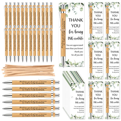 Yeaqee 36 Sets Employee Appreciation Gift Bulk Thank You Inspirational Bamboo Pen with Card Appreciation Gift for Nurse Teacher Admin Professional Volunteer Coworker Staff (Your Reminder)