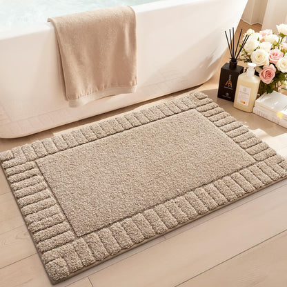 LUMI Bathroom Rugs Non Slip with Rubber Backing, Extra Soft Plush Microfiber Bath Rug Absorbent, Machine Washable Bath Mat Quick Dry for Tub, Shower, Hotel, Beige, 24"x36"