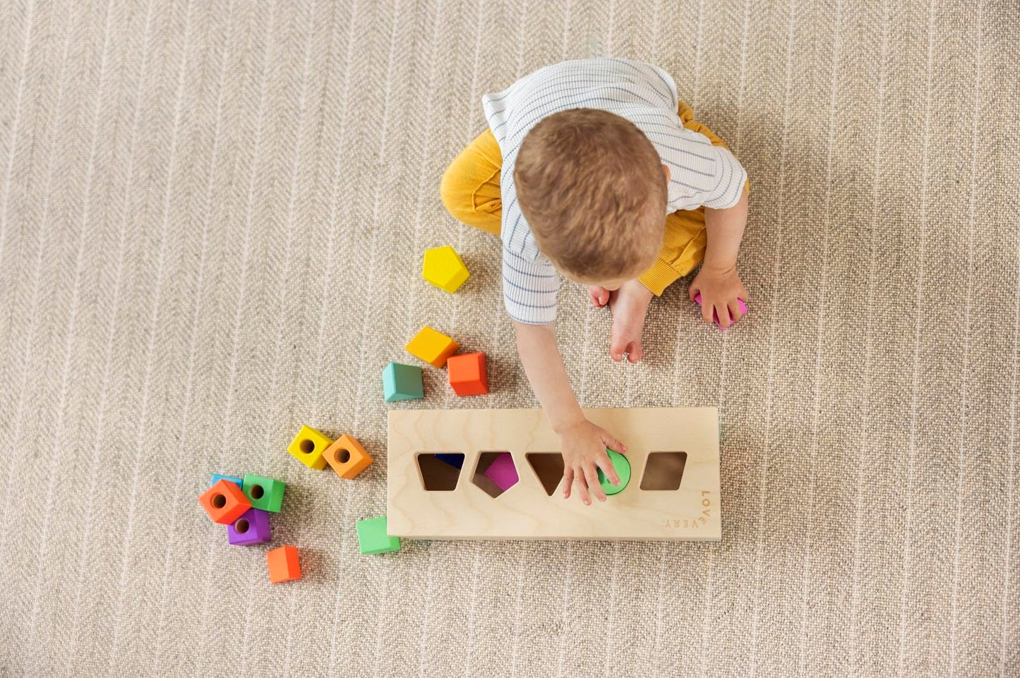 LOVEVERY | The Block Set | Solid Wood Building Blocks and Shapes + Wooden Storage Box, 70 Pieces, 18 Colors, 20+ Activities, Toddler Block Set and Converts into a Pull Car, Ages 12 to 48+ months