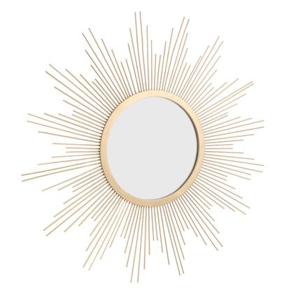Stonebriar Round 23" Antique Gold Metal Starburst Hanging Wall Mirror with Attached Mounting Bracket, Decorative Decor for the Living Room, Bedroom, Bathroom, Hallway, and Entryway