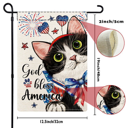 YOVOYOA Cute Black Cat Garden Flags for Outside Set of 12, Welcome Seasonal Garden Flags 12x18 Double Sided, Kitten Yard Flags for All Seasons and Holidays, Winter Spring Yard Flag for Holiday Decor