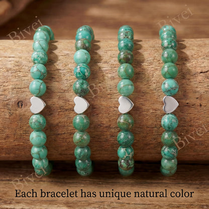 Bivei 6mm African Turquoise Crystal Stretch Bracelets for Women, Handmade Natural Stone Beaded Bracelet, Yoga Protection Jewelry Gift