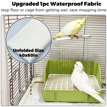 Automatic Parakeet Bird Bath with Pump, Large Bird Shower Fountain Indoor Bathtub with Running Water, Parrot Bath Tub Faucet for Pet Birds, African Grey, Cockatiel, Conure, Budgie, Lovebird
