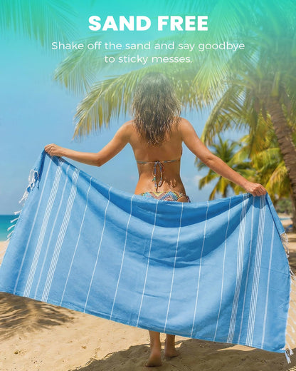 Antfuny 2 Packs Turkish Beach Towels Pool Towel Beach Mat Sauna Blanket Fast Drying Sand Proof Cute Aesthetic Travel Trip XXL Big Wet Cool Beaxh Towell Besch Tows Inside Bundle Couple Cat Each towela
