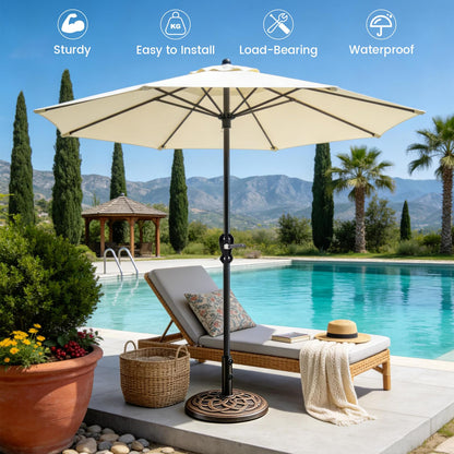 NEWBULIG 22 LBS Patio Umbrella Base, Heavy-Duty Resin Outdoor Umbrella Stand, Weather-Resistant Powder Coated Umbrella Holder for Garden/Backyard/Deck/Pool, 2 Securing Knobs & 2 Rod Adapters, Bronze