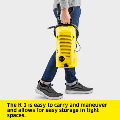 Kärcher Pressure Washer K 1, Max 1.45 GPM, 1700 PSI, Trigger Spray Gun & Vario Power Spray Wand - for Cars, Bikes, Deck, Driveways, Siding, Patios