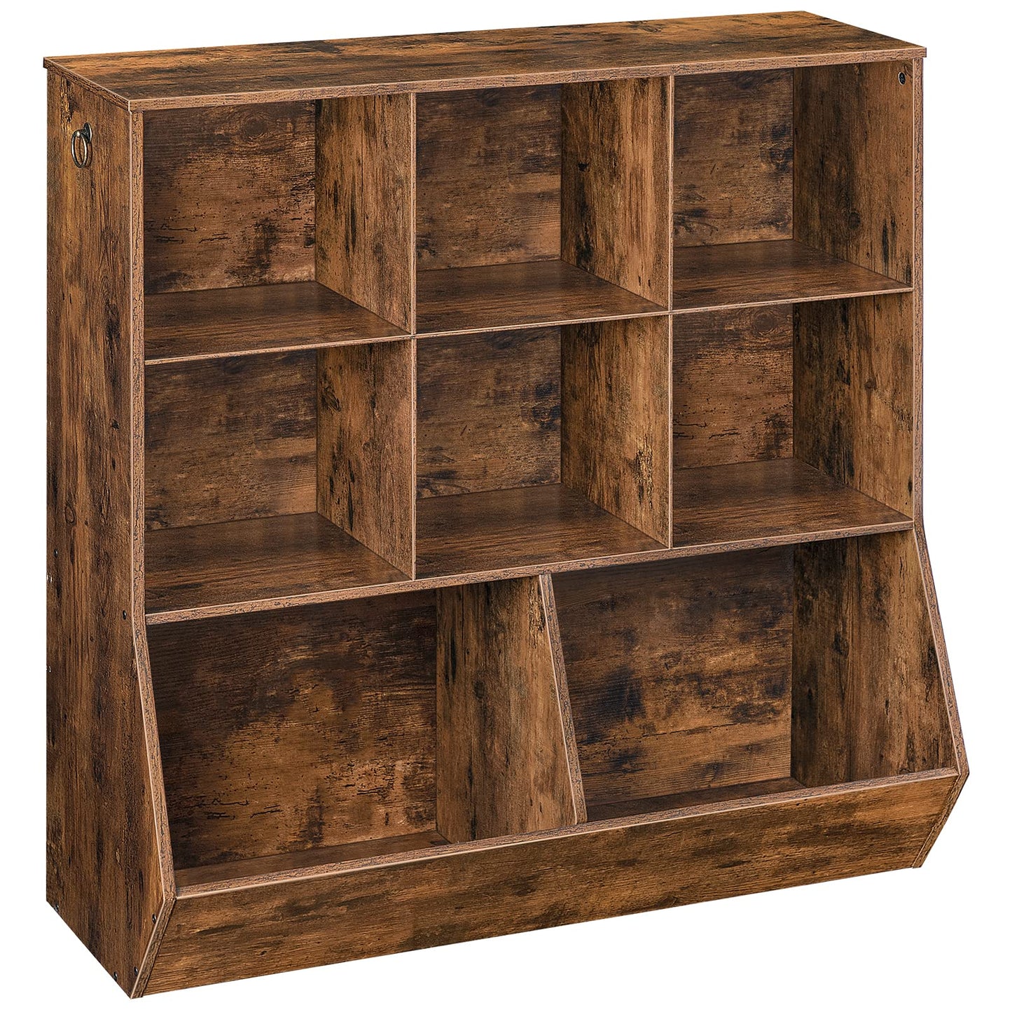 HOOBRO Kids Bookshelf, Toy Storage Cabinet, Kids Toy Organizer, 8 Cubicles, Bookcase Footboard, Bookshelf for Kids, for Playroom, Bedroom, Nursery, School, Rustic Brown FG35CW01G1