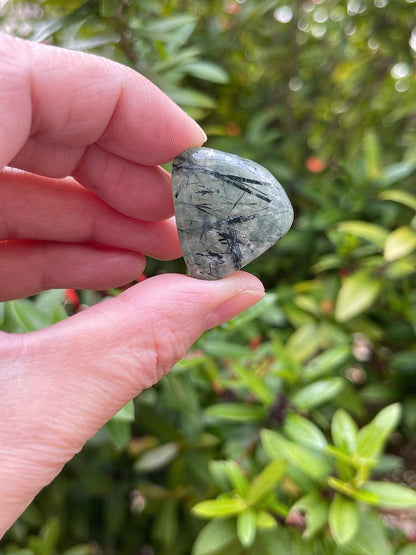 GAF TREASURES 5 Pcs Prehnite with Rutile Tumbled Stones, Polished Natural Prehnite with Rutile Gemstone, Prehnite with Rutile Healing Crystals (Prehnite with Rutile)