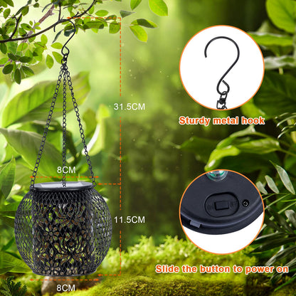 Solar Lanterns Outdoor Waterproof, 4 Pack Hanging Solar Lights Outside Garden Decor, Gifts for Women Mom Grandma Metal Decorative Lantern for Patio Yard Porch Balcony Backyard Lawn