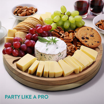 Navaris Cheese Board Gift Set with Knife - Wooden Cheese Board with Knife for Entertaining and Home Use - Charcuterie Board for Cheese and Wine - 12" / 31cm