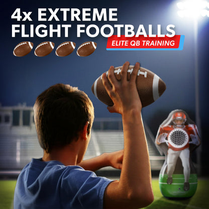 GoSports Inflataman Football Challenge - Includes 4 Rubber Footballs, Ball Pump, and Scoreboard - Inflatable Receiver Touchdown Toss Game