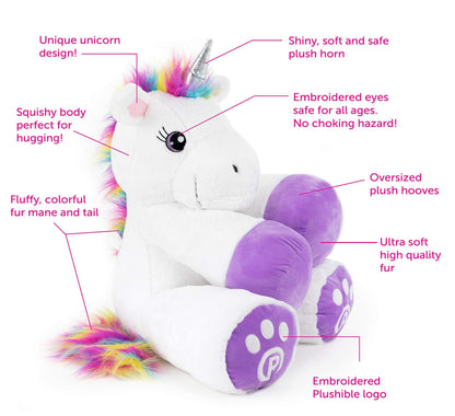 Plushible Poppy The Unicorn Stuffed Animal, 18" Plush Unicorn Toy for Girls & Boys - Machine Washable Plush, Soft Stuffed Animal Toy, Gift's Day Gift for All