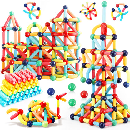 STEMTiles 64PCS Magnetic Building Blocks, Montessori Magnet Toys for Kids Toddlers, STEM Learning Toys for Boys and Girls, Creativity Kids Game