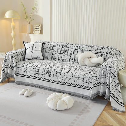 Deep Dream Boho Couch Cover Blanket, Soft Chenille Sofa Covers for 3 Cushion Couch, Sofa Slipcovers Washable Living Room Furniture Protector for Dogs Pets (Black, 71"x134")