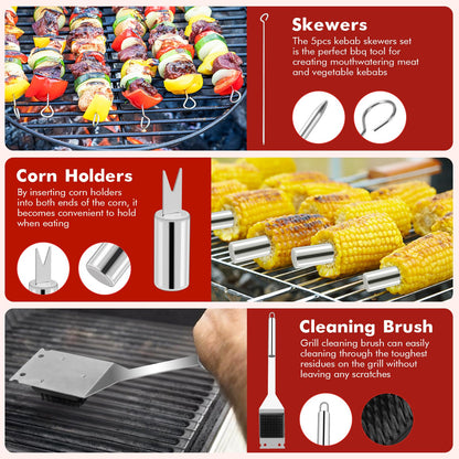 Grilling Accessories, BBQ Accessories, 15Pcs Grill Set, Grill Tools, Grill Accessories with Carrying Bag, Stainless Steel Grill Utensils Set, Grill Kit for Outdoor Camping, Grill Gifts for Men Father