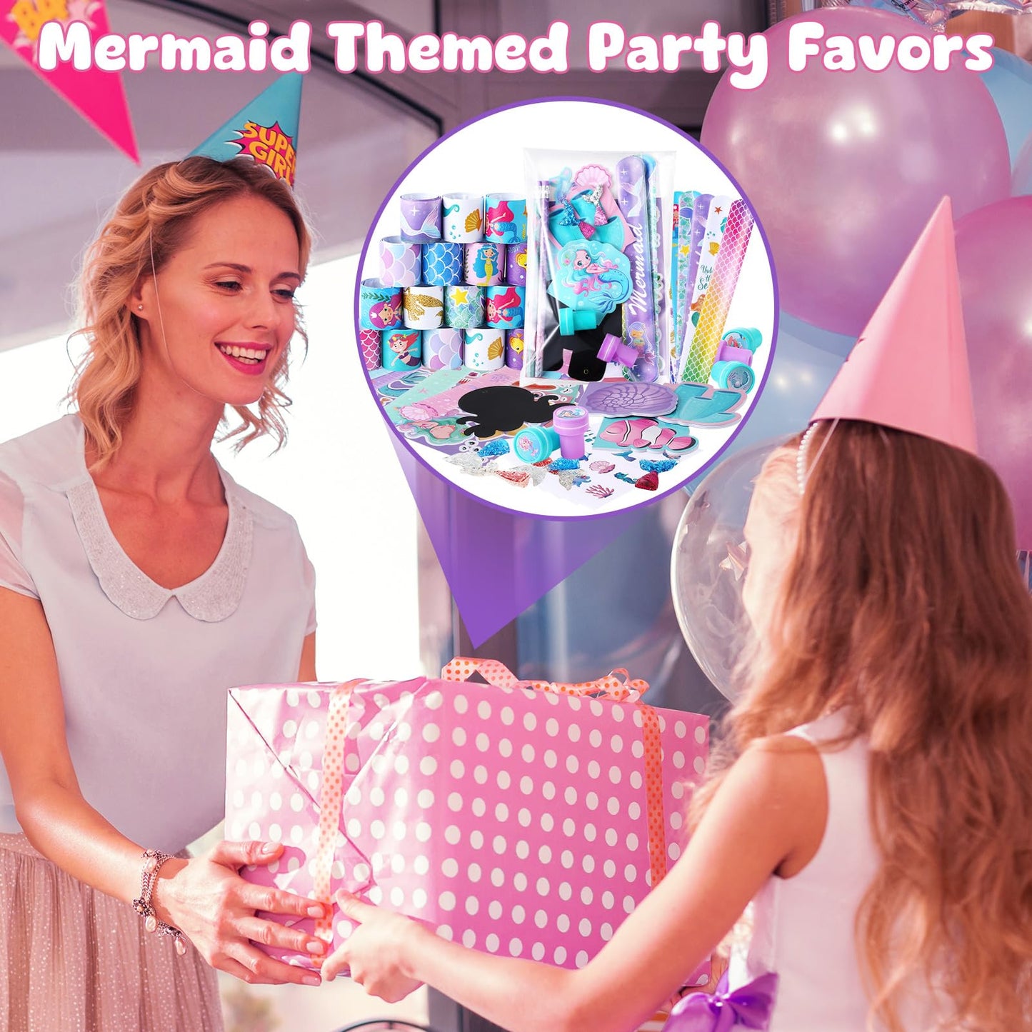 BenLouis 240Pcs Mermaid Party Favors Little Mermaid Pencils Stickers School Stationery Bulk for Kids Sea Birthday Decor Baby Shower Candy Goodie Bag Stuffer Classroom Rewards Pinata Supplies