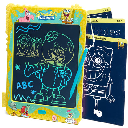 Spongebob Squarepants LCD Doodle Writing Tablet Toy - Travel Essential for Kids - Birthday Gift for Boys & Girls - STEM Drawing & Educational Learning Activity Games (Bubble Turquoise)