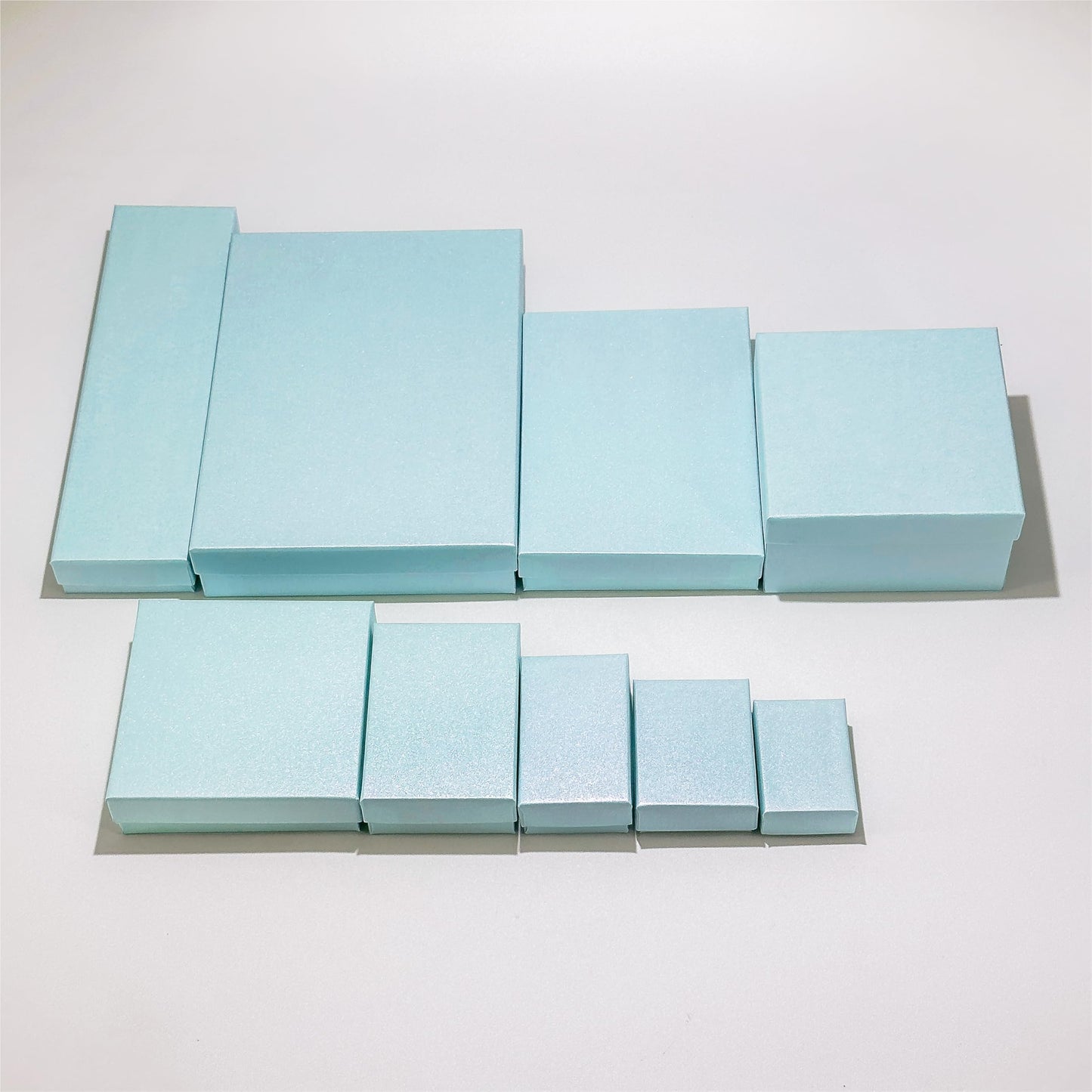 TheDisplayGuys - 25-Pack #11 Cotton Filled Cardboard Paper Jewelry Boxes Gift Case - Pearl Teal (2.1" x 1.8" x 0.8") - for Shipping or Storage
