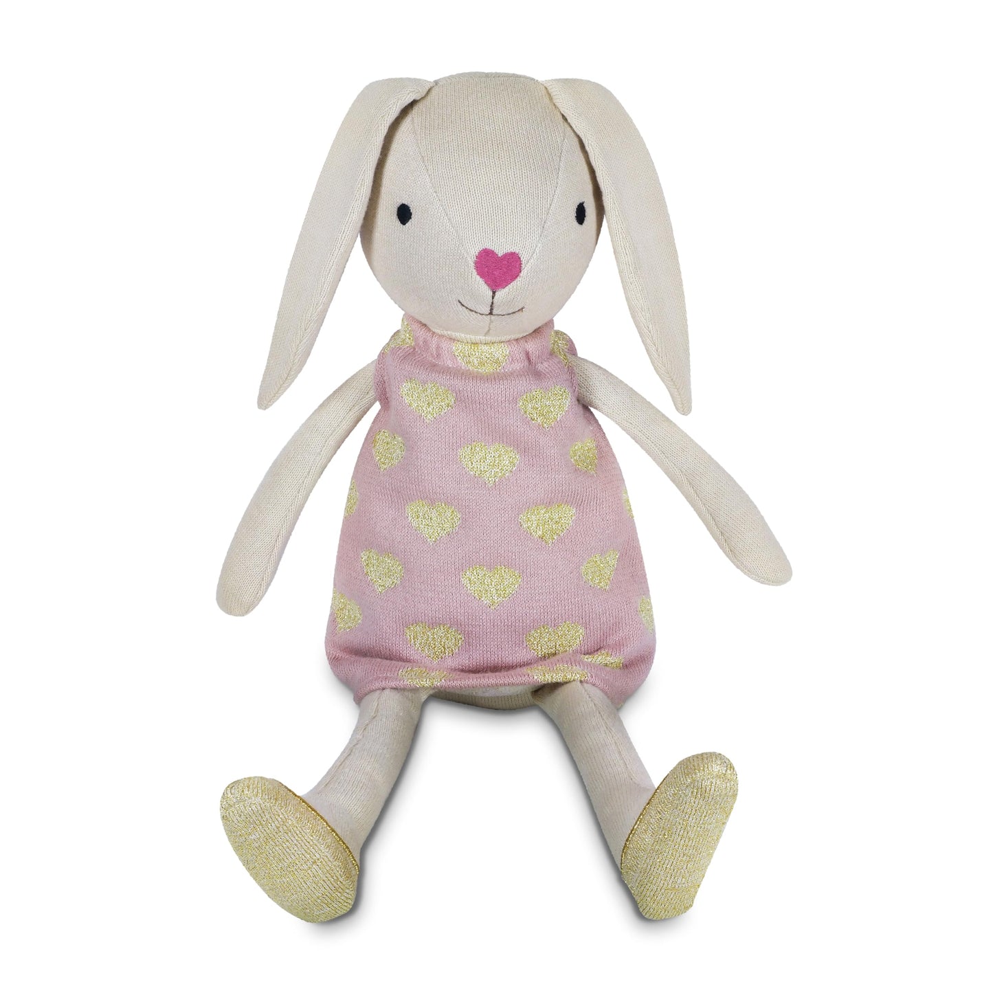 Apple Park Kids Knit pals 16.5" Soft Toy | Non-Toxic, Hypoallergenic, 100% Organic Cotton for 0m+ | Stuffed Animal (Luella)