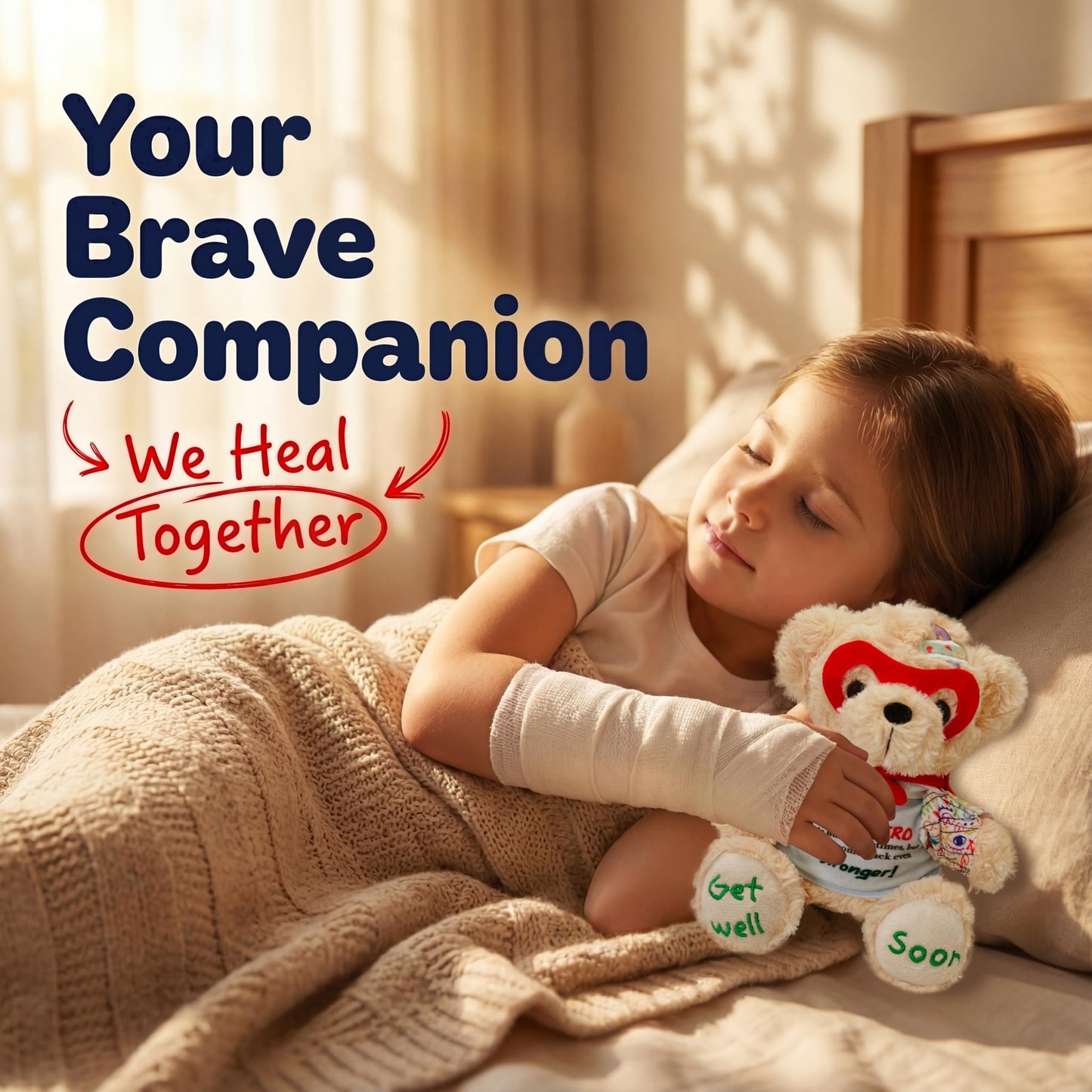 SHSEEN Broken Arm Gifts for Kids, Superhero Get Well Soon Bear with Switchable Cast (Fits Left or Right Arm), 8 Inch Stuffed Animal for Surgery Recovery, Broken Wrist, Tonsillectomy, Brave Boys & Girl