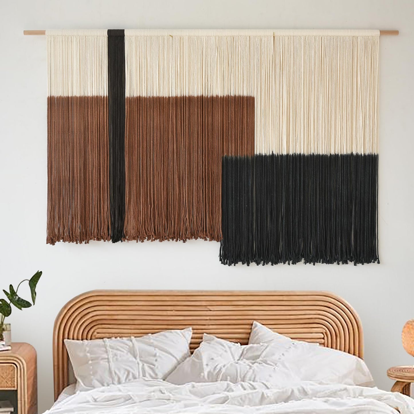 Macrame Wall Hanging Large Dip Dye Tapestry Fiber Wall Art Boho Bedroom Décor 57''W*35''L