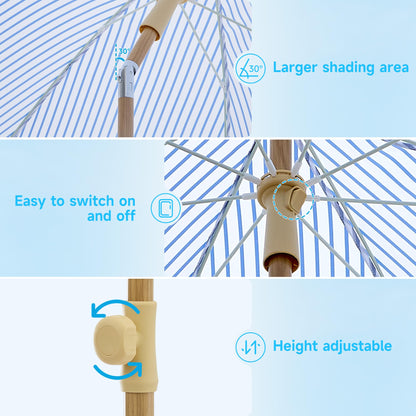 Kbrellaoutlets Patio Umbrella with UPF 50+ Protection, 8 Ribs, Push Button Tilt - Versatile Outdoor Shade for Garden, Courtyard, and Beach (Blue Pinstripe)