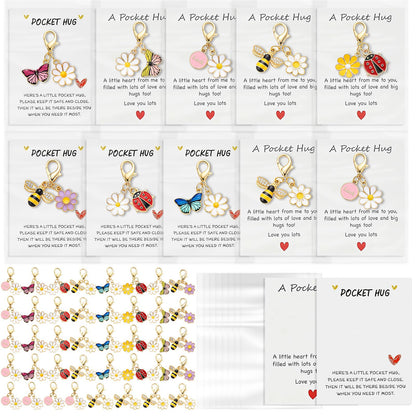 Liliaafar 40 Sets Hug Token Pocket Gifts Bulk Graduation Teacher Appreciation Gifts Inspirational Cards with Mini Charms Back to School Party Favors Emotional Keepsake Bag Charm Accessories