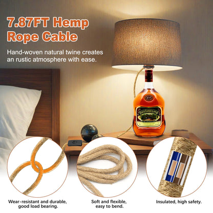 Bottle Lamp Kits, 2 Pack Bronze Bottle Lamp Adaptor Kit, Lamp Kits Do it Yourself, E27 Ceramic Lamp Holder with 95 in Plug and Switch, Brass Table Lamp Kit, Lamp Making kit, with 3 Sizes of Stoppers