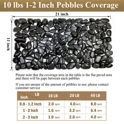 FANTIAN 40 lbs Black River Rocks for Landscaping,1-2 Inch Decorative Black Stones Pebbles for Plants, Vase Fillers, Fish Tank and Garden Rocks