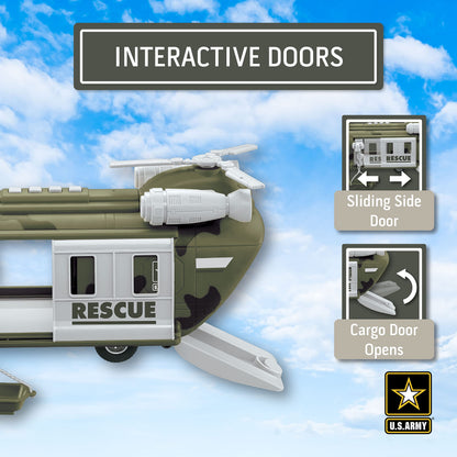 Lollipop United States Army Helicopter Toy, Military Rescue Copter w/Lights, Sound & Accessories, Soldier Transport Aircraft Model, 3+