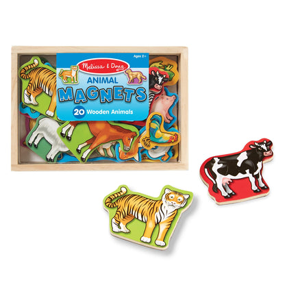 Melissa & Doug Wooden Animal Magnets Set (20 Pieces) – Farm, Zoo & Pet Fridge Magnets in Storage Box – Montessori Preschool Learning Toys for Toddlers & Kids Ages 2+ - FSC-Certified