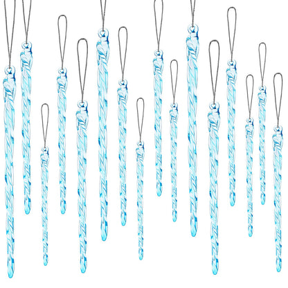 Boao Glass Icicle 3.5-7.8 Inch Twisted Glass Icicle Christmas Ornaments Hanging Decorations(Light Blue,25 Pcs)