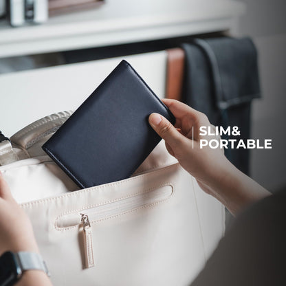 VULKIT Passport Holder with Airtag Slot, Premium Nappa Leather, RFID Blocking Airtag Passport Wallet