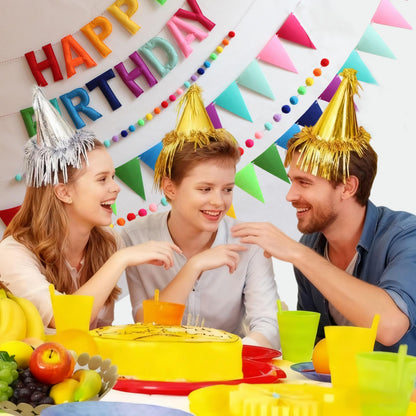 6.3 Inch Large Felt Happy Birthday Banner - Pre-Strung Rainbow Fabric Garland, Reusable Happy Birthday Sign for All Ages Party Decorations (Rainbow)