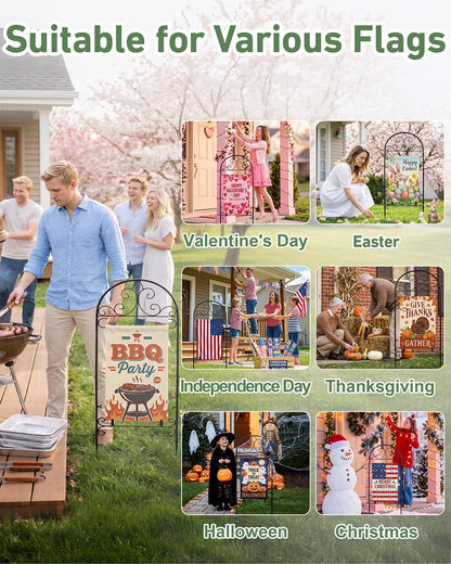 Xeeol Garden Flag Holder 1P, Heavy Duty Metal Yard Flag Stand for Outside, 40in x 16in Flags Stand Pole Fits Max 14in x 22in Flags - Outdoor Lawn Decor(Without Flag)