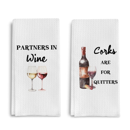 Qpenm Funny Wine Kitchen Towel Set, Decor Gifts for Women & Wine Lovers, Funny Tea Towels, 2 x 16x24 Inch